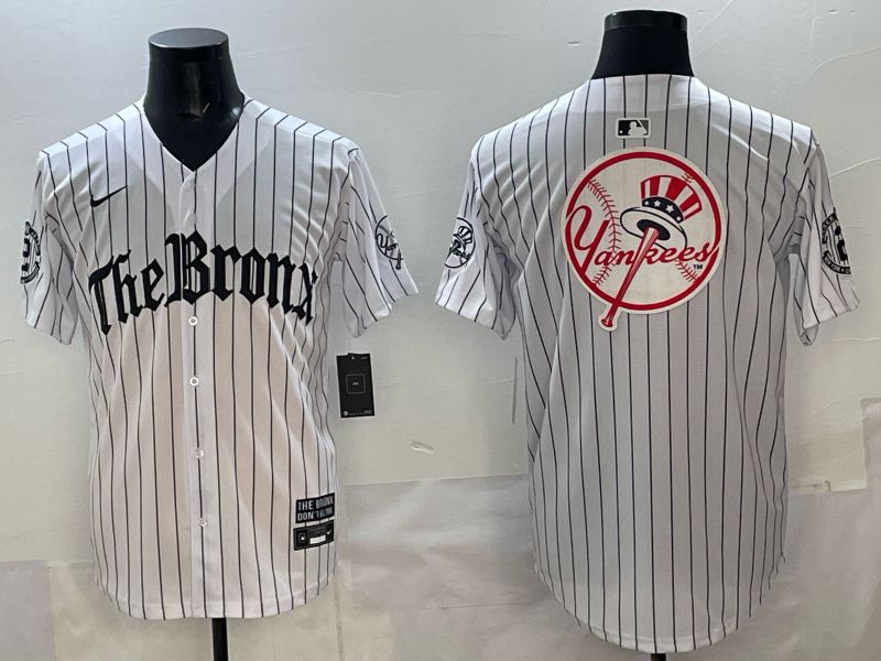 Men 2025 New York Yankees Blank White Stripe Five generations Joint Name Nike MLB Jersey style 021